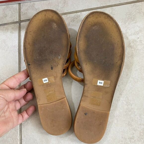 Madewell Sandals Sz 6.5‎ Addie Cognac Leather Slide Flat Minimalist Casual Boho - Picture 11 of 12